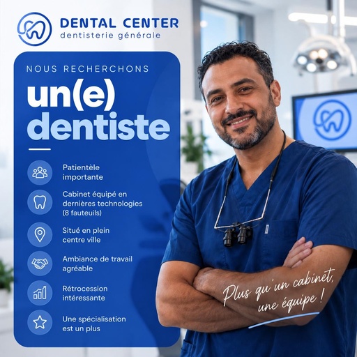 Cabinet dentaire moderne situé au centre de Charleroi recherche dentiste