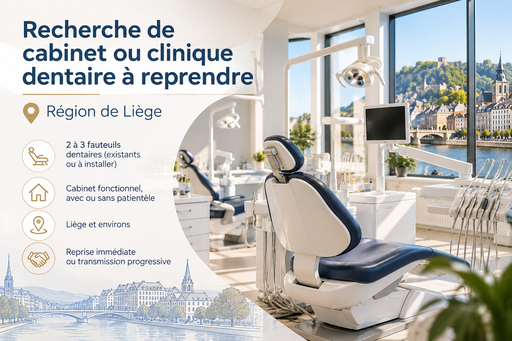 RECHERCHE CABINET DENTAIRE À REPRENDRE – LIÈGE (2–3 FAUTEUILS)