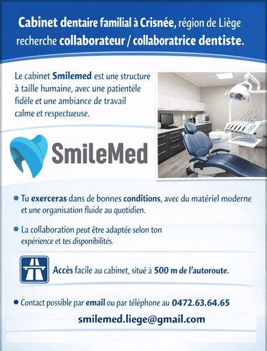 🌟 Nous cherchons un(e) collègue dentiste! 🌟